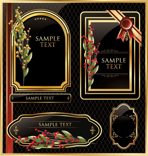 Elegant vector zwart gouden frame label Premium Vector