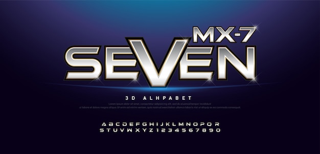 Elegant zilver en goud 3d metalen alfabet en nummer Premium Vector