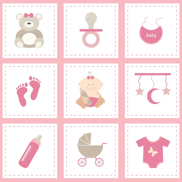 elementen collectie van de baby Gratis Vector elementen collectie van de baby Gratis Vector