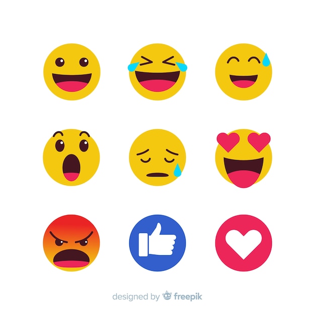 Emoticon-reactieverzameling Gratis Vector