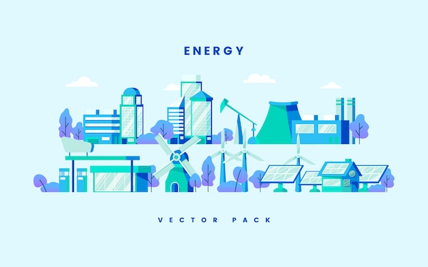 Energiebesparende concept vector in blauw Gratis Vector