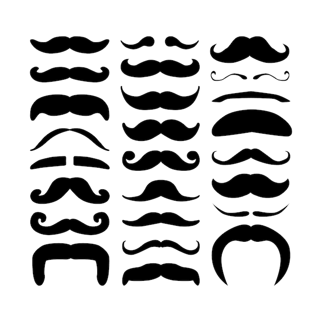 Enorme set zwarte silhouet hipster vector snorren. Premium Vector