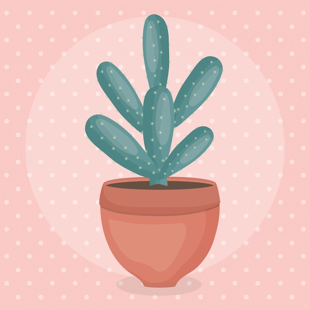 Exotische cactusplant in keramische pot Gratis Vector