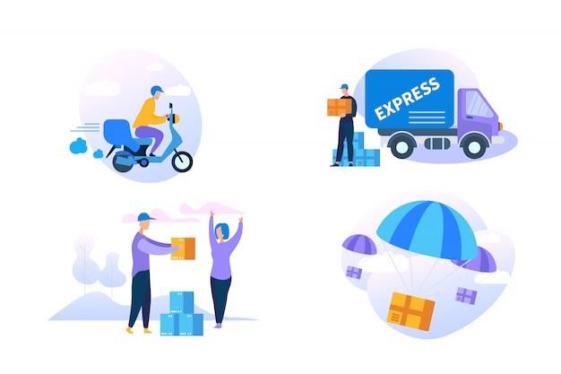 Express delivery icon set op witte achtergrond. Premium Vector