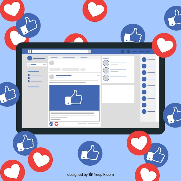 Facebook-app-interface met minimalistisch ontwerp Gratis Vector