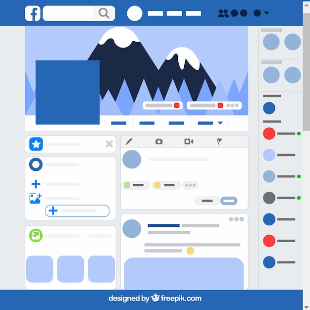 Facebook-app-interface met minimalistisch ontwerp Gratis Vector
