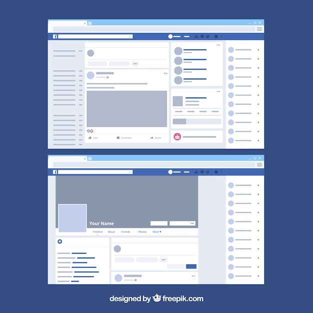 Facebook-webinterface met minimalistisch ontwerp Gratis Vector