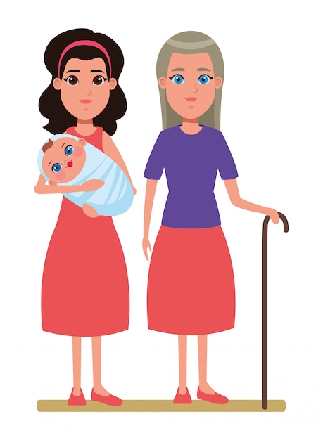 Familie avatar cartoon karakter portret Premium Vector