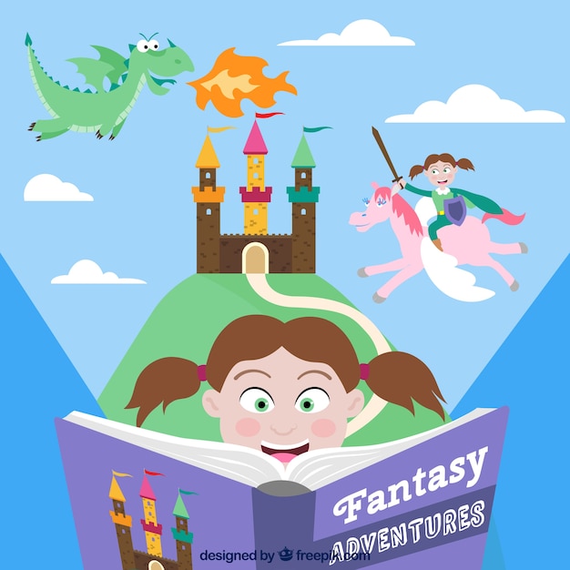 Fantasy avontuur boek Gratis Vector