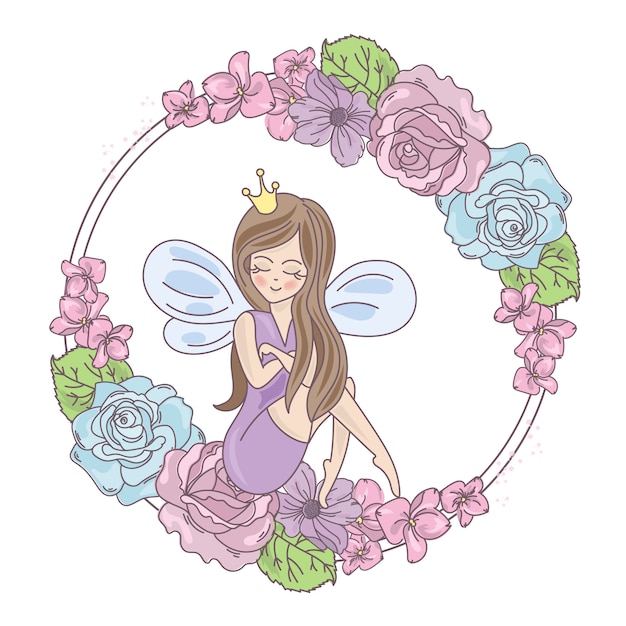 Feebloemen bruiloft vector illustratie afdrukken Premium Vector