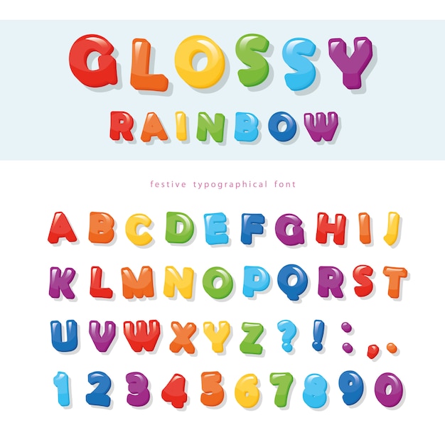 Feestelijke abc letters en cijfers premium vector