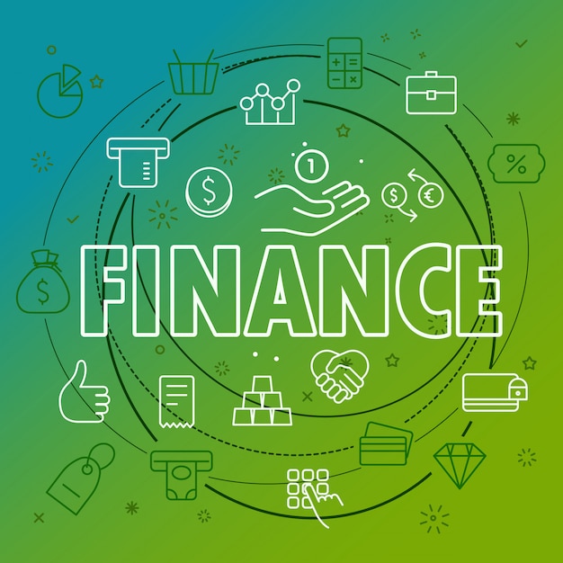 Financiën concept. verschillende dunne lijnpictogrammen inbegrepen Premium Vector