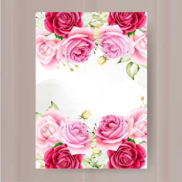 Floral frame bruiloft uitnodiging sjabloon Premium Vector