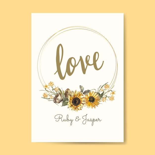 Floral liefde kaart mockup vector Gratis Vector