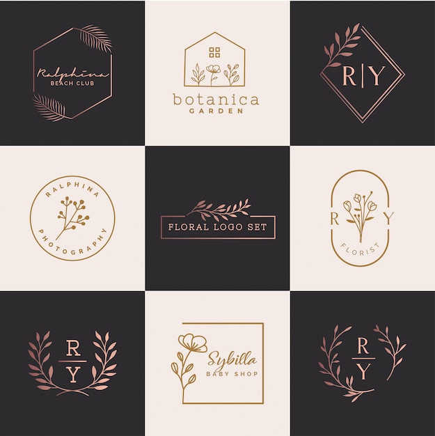 Floral logo set | Premium Vector