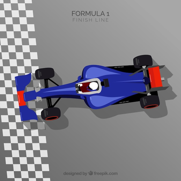 Formule 1 Raceauto Bij De Afwerkingslijn Met Bovenaanzicht Gratis Vector