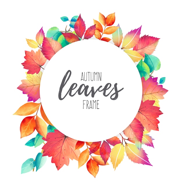 Frame met kleurrijke herfstbladeren Gratis Vector