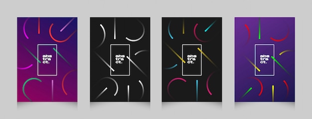 Futuristisch abstract de affichepack van de vorm kleurrijk vlieger Premium Vector