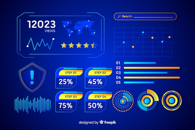 Futuristische inforgrafische elementenset Gratis Vector