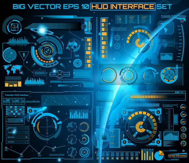 Futuristische technologie-interface hud ui-achtergrond. Premium Vector