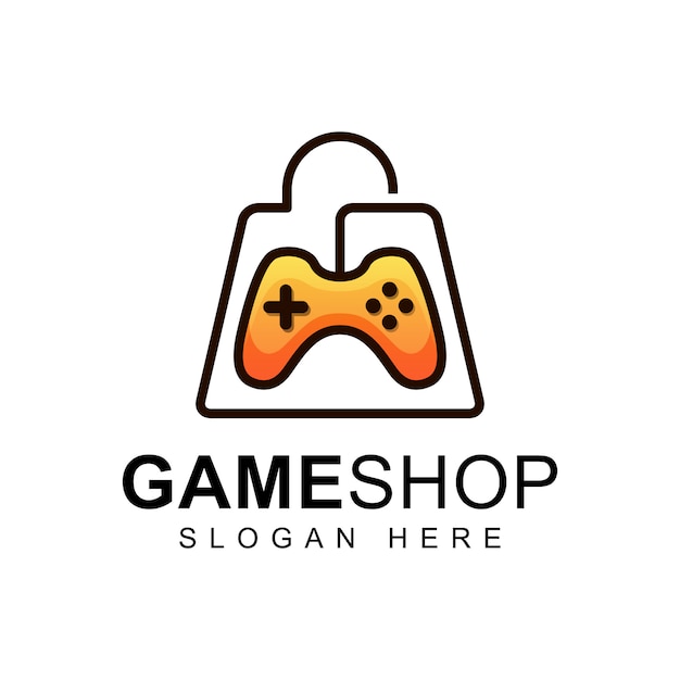 Game Shop Met Tas Logo Concept Icon Gaming Of Symbool Logo Premium Vector