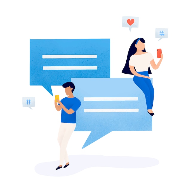 Gebruikers met spraak bubbels vector Gratis Vector