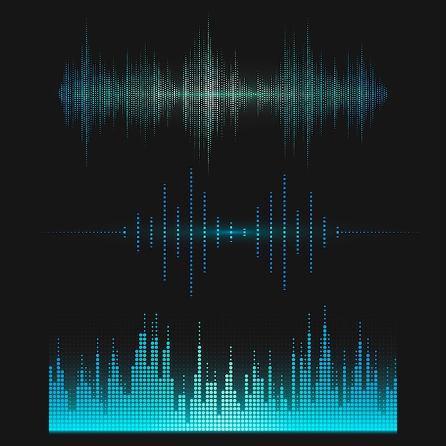 Geluidsgolf equalizer vector ontwerpset Gratis Vector