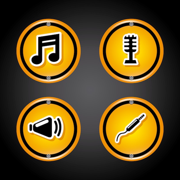 Geluidspictogrammen over grijs Gratis Vector