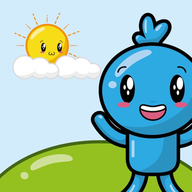 Gelukkig kawaii karakter Gratis Vector