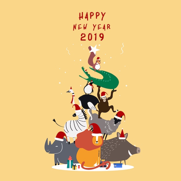 Gelukkig nieuw jaar 2019 briefkaart vector Gratis Vector