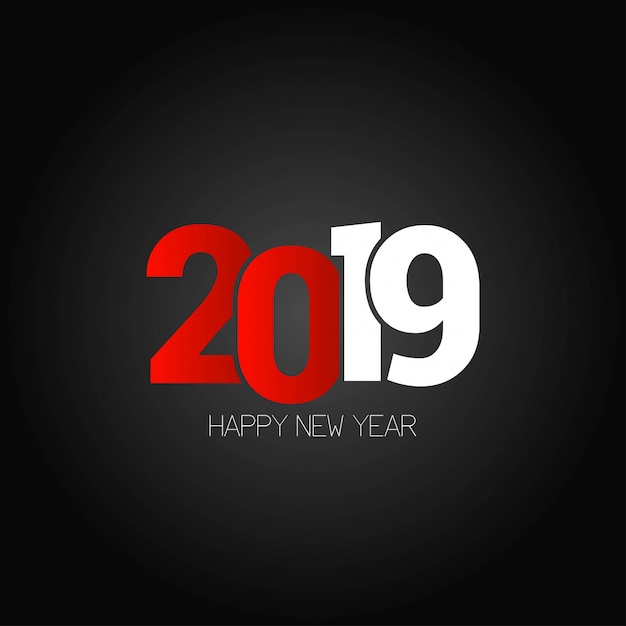 Gelukkig nieuw jaar 2019 ontwerp met donkere achtergrond Gratis Vector