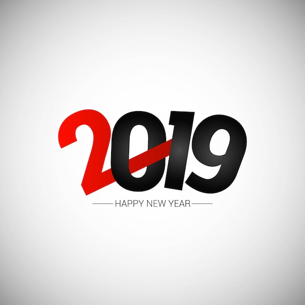 Gelukkig nieuw jaar 2019 ontwerp met witte achtergrond Gratis Vector