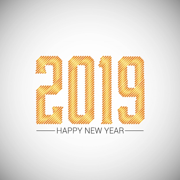 Gelukkig nieuw jaar 2019 ontwerp met witte achtergrond Gratis Vector