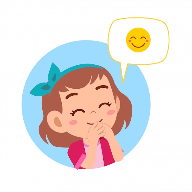 piramide Oxide nieuwigheid Gelukkig schattig kind meisje met emoji uitdrukking | Premium Vector