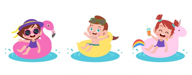 Gelukkige de vakantie vectorillustratie van het jonge geitjesstrand Premium Vector