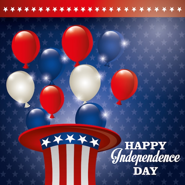 Gelukkige onafhankelijkheidsdag, 4 juli viering in de verenigde staten van amerika Gratis Vector