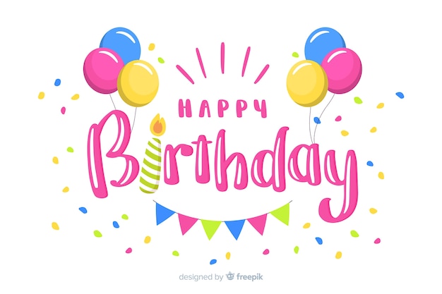 Gelukkige verjaardag belettering met ballonnen Gratis Vector