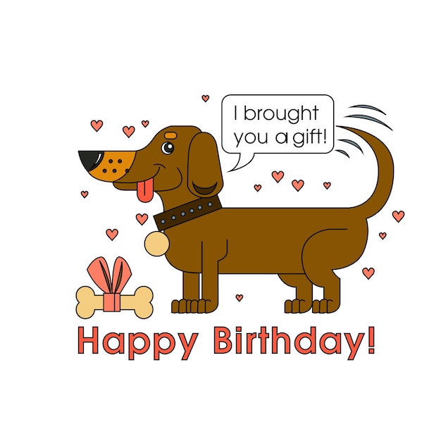 Beste Gelukkige verjaardagskaart voor hondenliefhebber. | Premium Vector HB-27