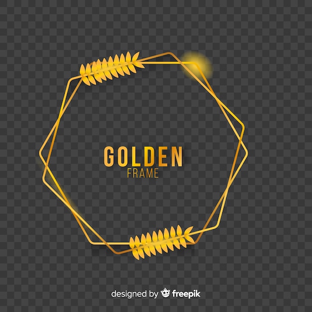 Geometrisch gouden frame met lichteffecten Gratis Vector