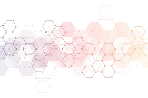 Geometrische achtergrondstructuur met moleculaire structuren en chemische technologie Premium Vector