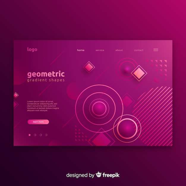 Geometrische vormen bestemmingspagina's in verloop Gratis Vector