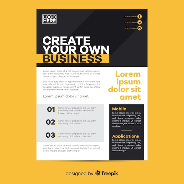 Geometrische zakelijke flyer sjabloon plat ontwerp Gratis Vector
