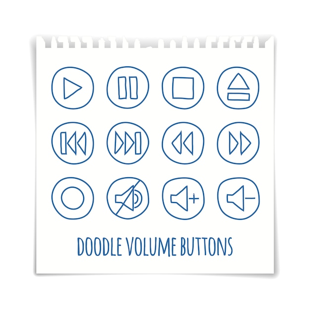 Geplaatste de knopen van het krabbelvolume, pen getrokken effect, vectorillustratie. Premium Vector