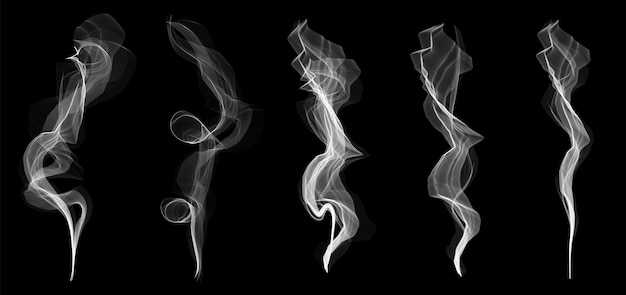 Gevoelige witte sigarettenrook golven textuur set Premium Vector