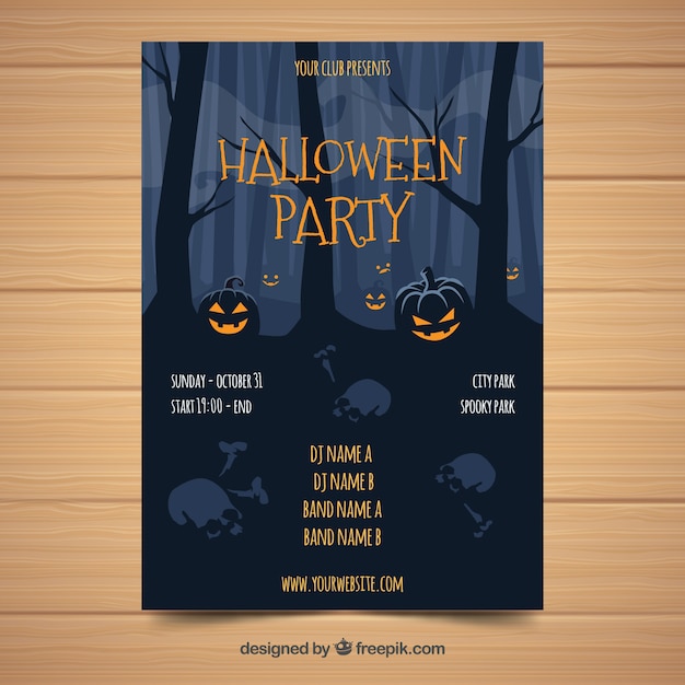 Geweldige halloween party poster sjabloon met platte ontwerp | Gratis ...