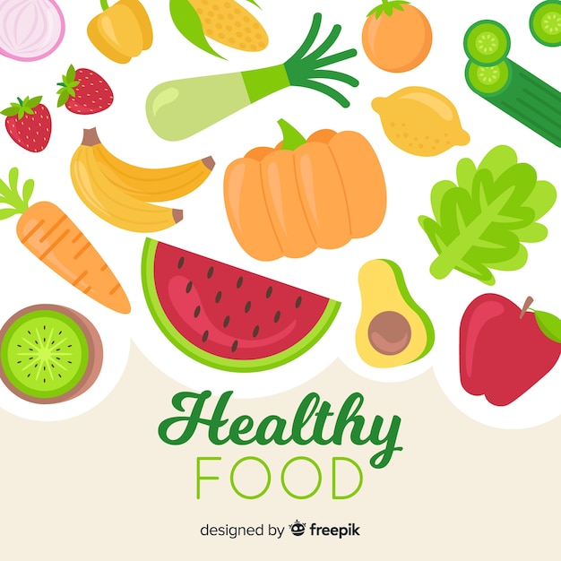 Gezonde voedselachtergrond Gratis Vector