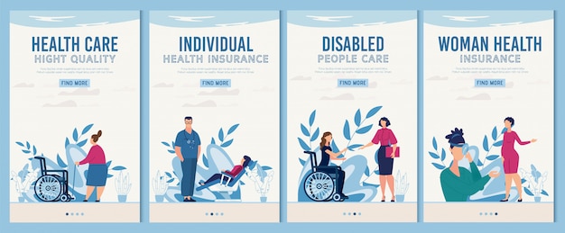 Gezondheidszorg en revalidatie mobiele webpagina's set Premium Vector