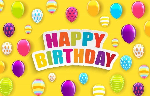 Glanzende gelukkige verjaardag ballonnen achtergrond vectorillustratie Premium Vector