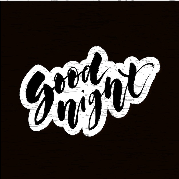 Goede nacht belettering kalligrafie vector tekst phrase typografie type schoolbord Premium Vector