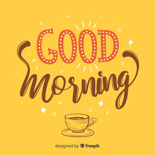 Goedemorgen belettering achtergrond hand getrokken stijl Gratis Vector